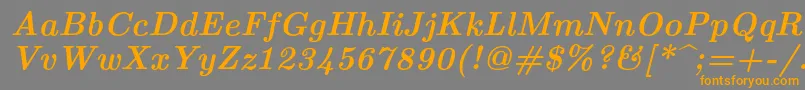 フォントLmroman10Bolditalic – オレンジの文字は灰色の背景にあります。