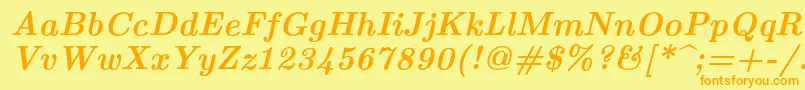 Lmroman10Bolditalic-fontti – oranssit fontit keltaisella taustalla