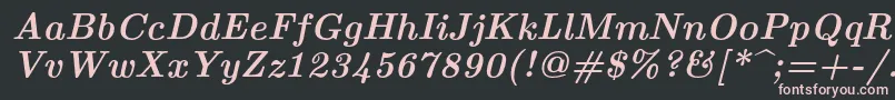 Lmroman10Bolditalic-fontti – vaaleanpunaiset fontit mustalla taustalla