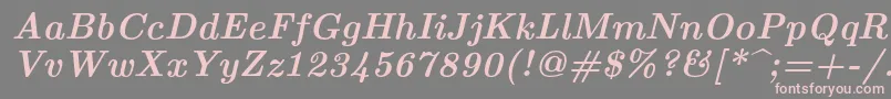 フォントLmroman10Bolditalic – 灰色の背景にピンクのフォント