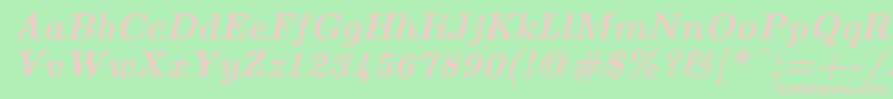 Lmroman10Bolditalic-fontti – vaaleanpunaiset fontit vihreällä taustalla
