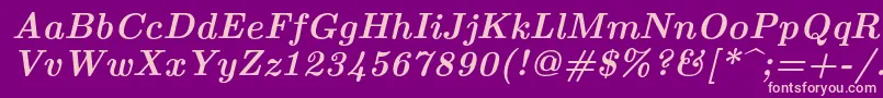 フォントLmroman10Bolditalic – 紫の背景にピンクのフォント