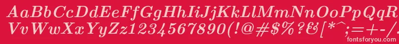 Lmroman10Bolditalic-fontti – vaaleanpunaiset fontit punaisella taustalla