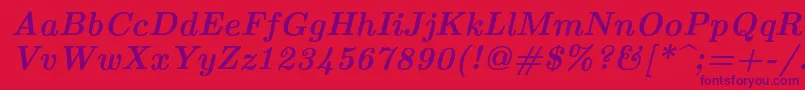 フォントLmroman10Bolditalic – 赤い背景に紫のフォント