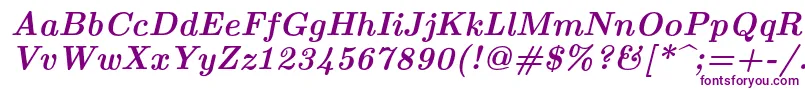Lmroman10Bolditalic-Schriftart – Violette Schriften auf weißem Hintergrund