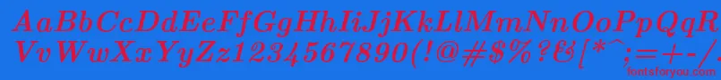 Lmroman10Bolditalic-fontti – punaiset fontit sinisellä taustalla
