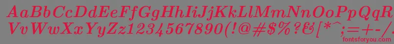 フォントLmroman10Bolditalic – 赤い文字の灰色の背景