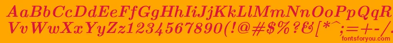 Lmroman10Bolditalic Font – Red Fonts on Orange Background