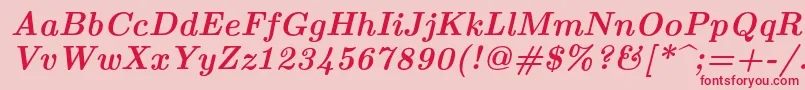 フォントLmroman10Bolditalic – ピンクの背景に赤い文字