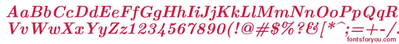 フォントLmroman10Bolditalic – 白い背景に赤い文字