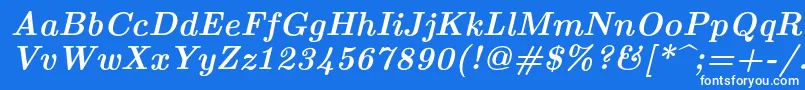 Шрифт Lmroman10Bolditalic – белые шрифты на синем фоне