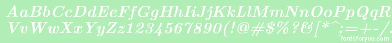Шрифт Lmroman10Bolditalic – белые шрифты на зелёном фоне