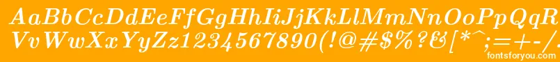 Lmroman10Bolditalic-fontti – valkoiset fontit oranssilla taustalla