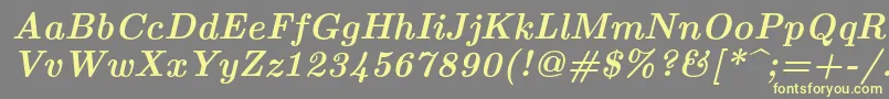 Lmroman10Bolditalic-fontti – keltaiset fontit harmaalla taustalla