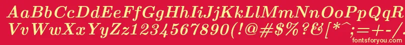 Lmroman10Bolditalic-fontti – keltaiset fontit punaisella taustalla