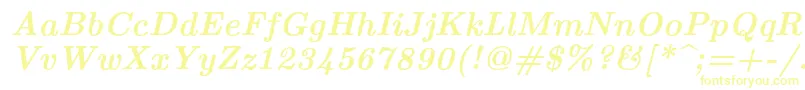 フォントLmroman10Bolditalic – 白い背景に黄色の文字