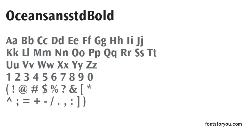 Czcionka OceansansstdBold – alfabet, cyfry, specjalne znaki