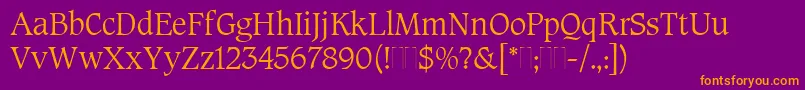 CaxtonRomanLightPlain Font – Orange Fonts on Purple Background