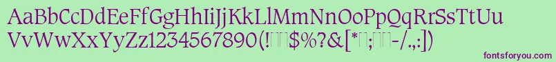 CaxtonRomanLightPlain Font – Purple Fonts on Green Background