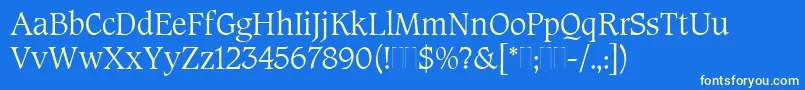 CaxtonRomanLightPlain Font – Yellow Fonts on Blue Background
