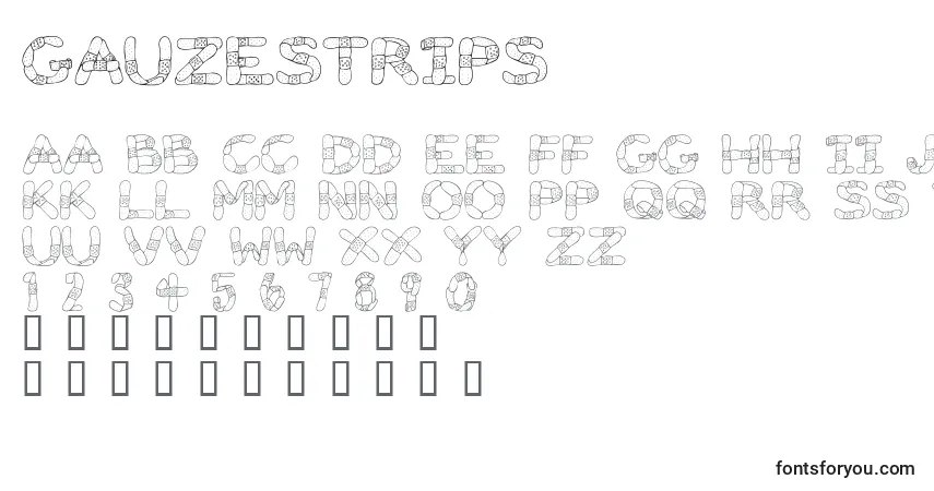 A fonte GauzeStrips – alfabeto, números, caracteres especiais