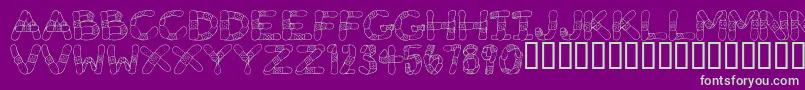 GauzeStrips Font – Green Fonts on Purple Background