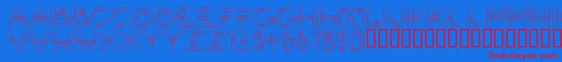 GauzeStrips Font – Red Fonts on Blue Background
