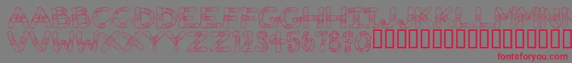 フォントGauzeStrips – 赤い文字の灰色の背景