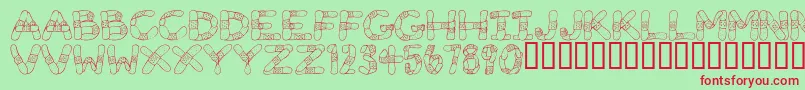 GauzeStrips Font – Red Fonts on Green Background