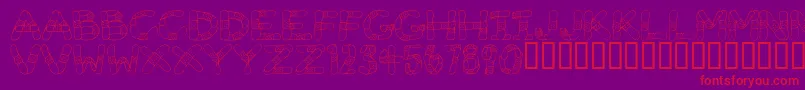 GauzeStrips-Schriftart – Rote Schriften auf violettem Hintergrund