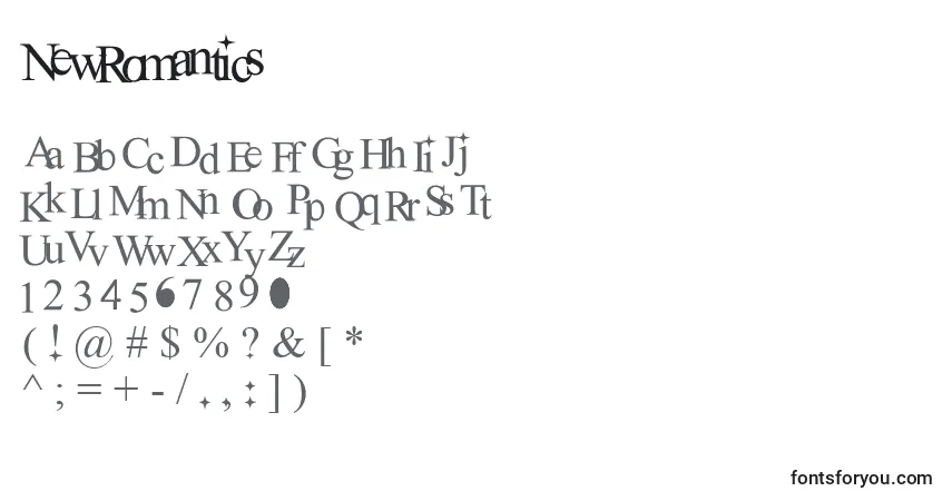 Czcionka NewRomantics – alfabet, cyfry, specjalne znaki