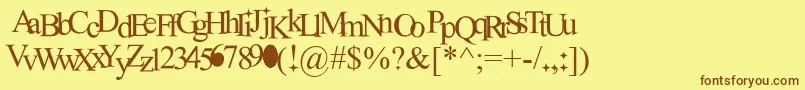 フォントNewRomantics – 茶色の文字が黄色の背景にあります。