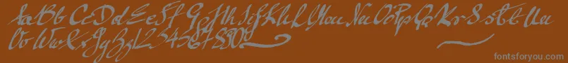 Weitere Informationen zur MickeyScript-Schriftart MickeyScript-Schriftart – Graue Schriften auf braunem Hintergrund