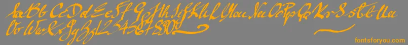 MickeyScript-Schriftart – Orangefarbene Schriften auf grauem Hintergrund
