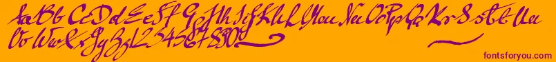 MickeyScript Font – Purple Fonts on Orange Background