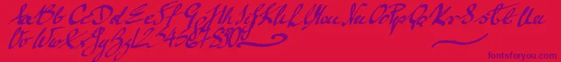 フォントMickeyScript – 赤い背景に紫のフォント