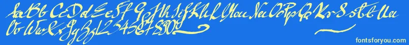 フォントMickeyScript – 黄色の文字、青い背景