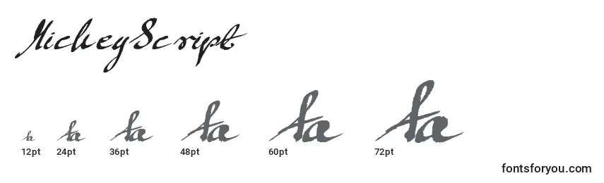 MickeyScript Font Sizes