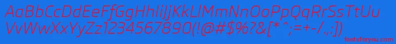 SkodaProItalic Font – Red Fonts on Blue Background