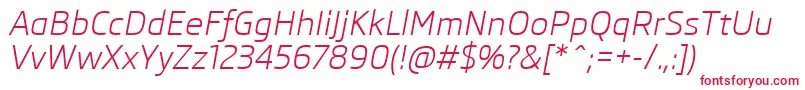 フォントSkodaProItalic – 白い背景に赤い文字