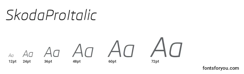 Размеры шрифта SkodaProItalic