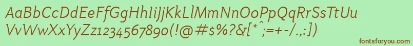Fonte OtariLightitalic – fontes marrons em um fundo verde