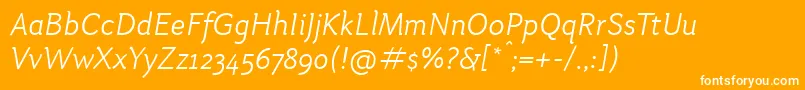 OtariLightitalic-Schriftart – Weiße Schriften auf orangefarbenem Hintergrund