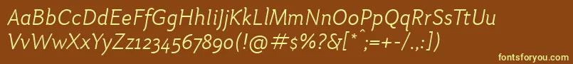 OtariLightitalic-Schriftart – Gelbe Schriften auf braunem Hintergrund