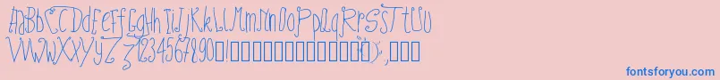 Pwfairytales-fontti – siniset fontit vaaleanpunaisella taustalla