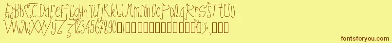 Pwfairytales-fontti – ruskeat fontit keltaisella taustalla