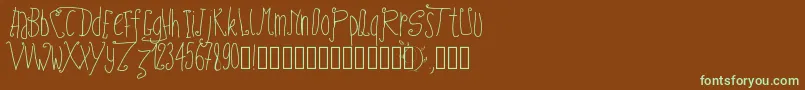 Pwfairytales-fontti – vihreät fontit ruskealla taustalla