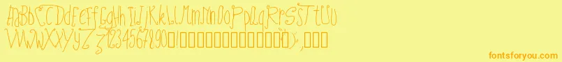 フォントPwfairytales – オレンジの文字が黄色の背景にあります。