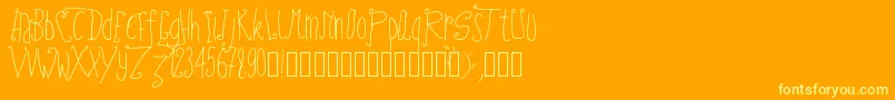 Pwfairytales Font – Yellow Fonts on Orange Background