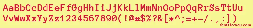 フォントAnonymouspro ffy – 赤い文字の黄色い背景